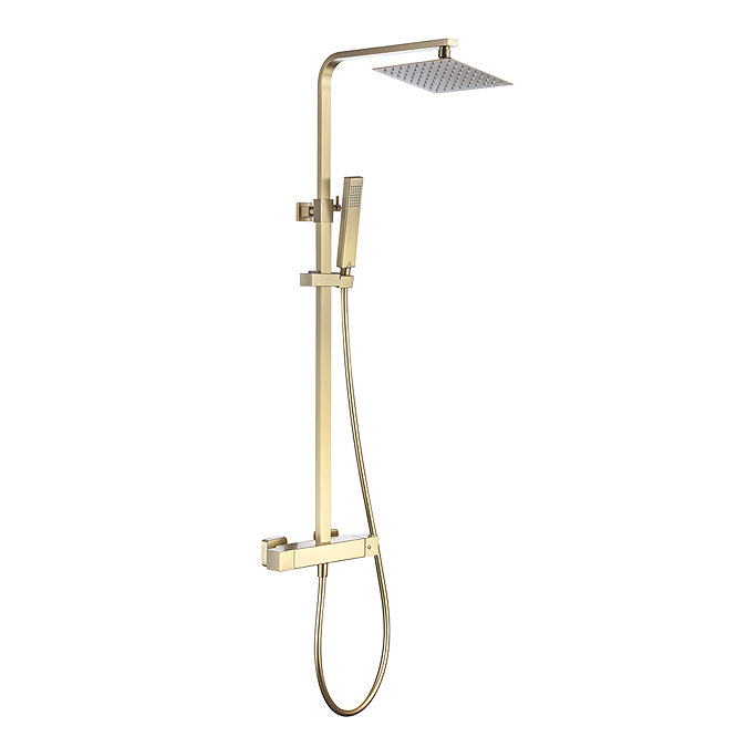 Arezzo Low Pressure Square Thermostatic Shower with Cool Touch - Brushed Brass