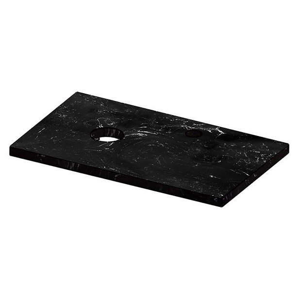 Arezzo Marble Floating Basin Shelf (Gloss Black Carrara 500mm Wide)