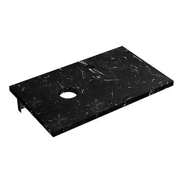 Arezzo Marble Floating Basin Shelf (Black Carrara - 500mm Wide) 