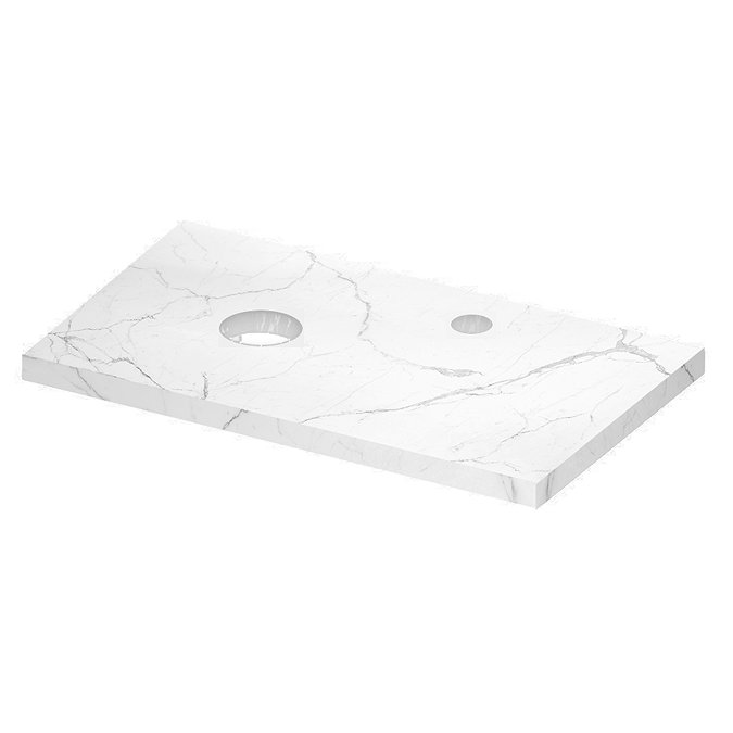 Arezzo Marble Floating Basin Shelf (White Carrara - 500mm Wide)