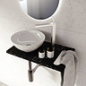 Arezzo Marble Floating Basin Shelf with Integrated Towel Rail (Black Carrara - 500mm Wide)