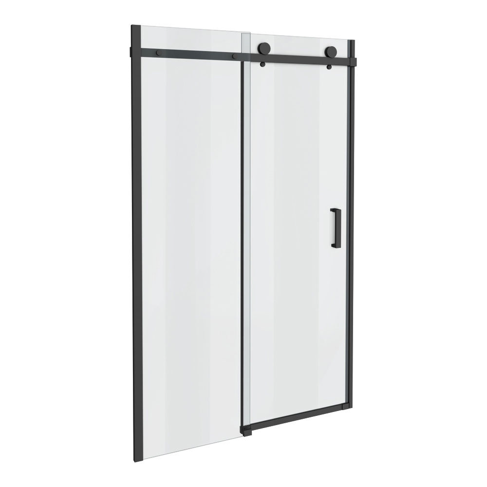 Arezzo Matt Black 1000mm Frameless Sliding Shower Door Victorian