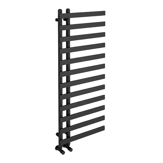 Arezzo Matt Black 1200 x 500mm 12 Bar Designer Heated Towel Rail