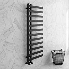 Arezzo Matt Black 1200 x 500mm 12 Bar Designer Heated Towel Rail