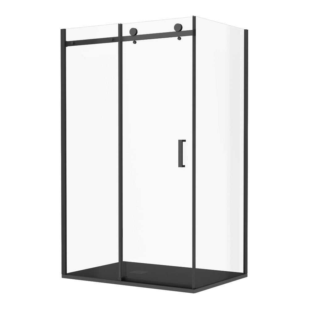 Arezzo Matt Black 1200 x 800 Frameless Sliding Door Shower