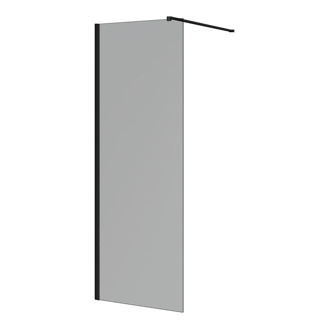 Arezzo Matt Black 1200 x 800 Grey Tinted Glass Wetroom (700mm Screen + Tray)