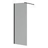 Arezzo Matt Black 1200 x 800 Grey Tinted Glass Wetroom (700mm Screen + Tray)