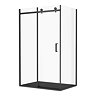 Arezzo Matt Black 1200 x 900 Frameless Sliding Door Shower Enclosure with Black Tray  additional Lar