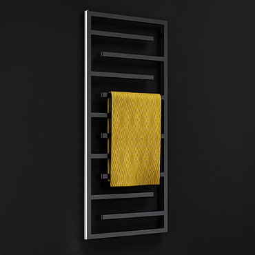 Arezzo Matt Black Geometric Designer Towel Rail (1380 x 600mm)