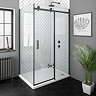 Arezzo Matt Black 1400 x 700 Frameless Sliding Door Shower Enclosure