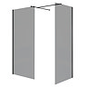 Arezzo Matt Black 1400 x 900 Grey Tinted Glass Wet Room (incl. Screen, Side Panel + Tray)