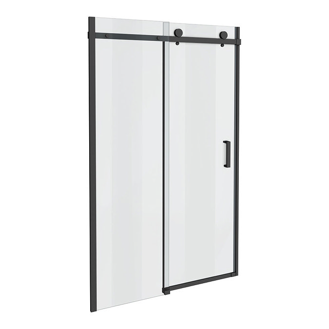 Arezzo Matt Black 1400mm Frameless Sliding Shower Door  Profile Large Image