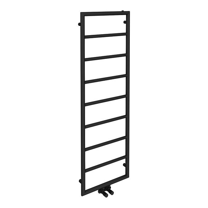 Arezzo Matt Black 1500 x 500 Ladder Heated Towel Rail  Feature Large Image