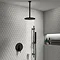 Arezzo Matt Black 195mm Thin Round Shower Head + 300mm Ceiling Mounted Arm  Standard Large Image