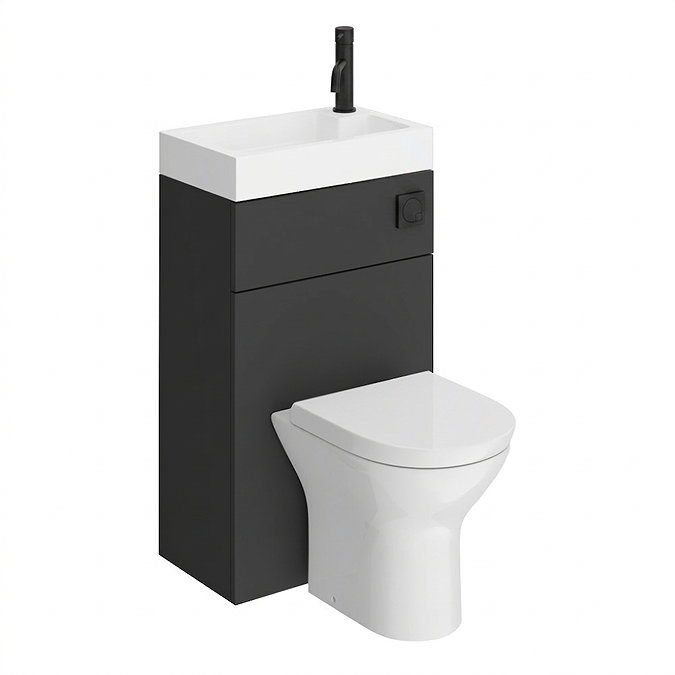 Arezzo Matt Black 2-In-1 Wash Basin & Toilet (500mm Wide x 300mm) incl. Matt Black Flush