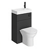 Arezzo Matt Black 2-In-1 Wash Basin & Toilet (500mm Wide x 300mm) incl. Matt Black Flush