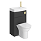 Arezzo Matt Black 2-In-1 Wash Basin & Toilet (500mm Wide x 300mm) incl. Brushed Brass Flush