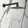 Arezzo Matt Black 200 x 200mm Square Shower Head with Wall Mounted Arm Large Image