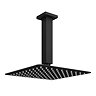 Arezzo Matt Black 200 x 200mm Thin Square Shower Head + Ceiling Mounted Arm  Profile Large Image