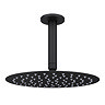 Arezzo Matt Black 250mm Thin Round Shower Head + Ceiling Mounted Arm  Profile Large Image