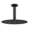 Arezzo Matt Black 250mm Thin Round Shower Head + Ceiling Mounted Arm  Profile Large Image