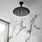 Arezzo Matt Black 250mm Thin Round Shower Head + Ceiling Mounted Arm Large Image