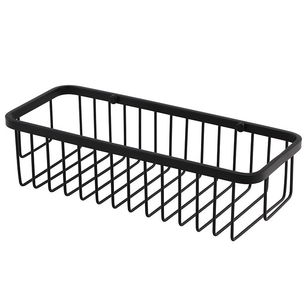 Arezzo Matt Black 300mm Wire Shower Basket | Victorian Plumbing UK