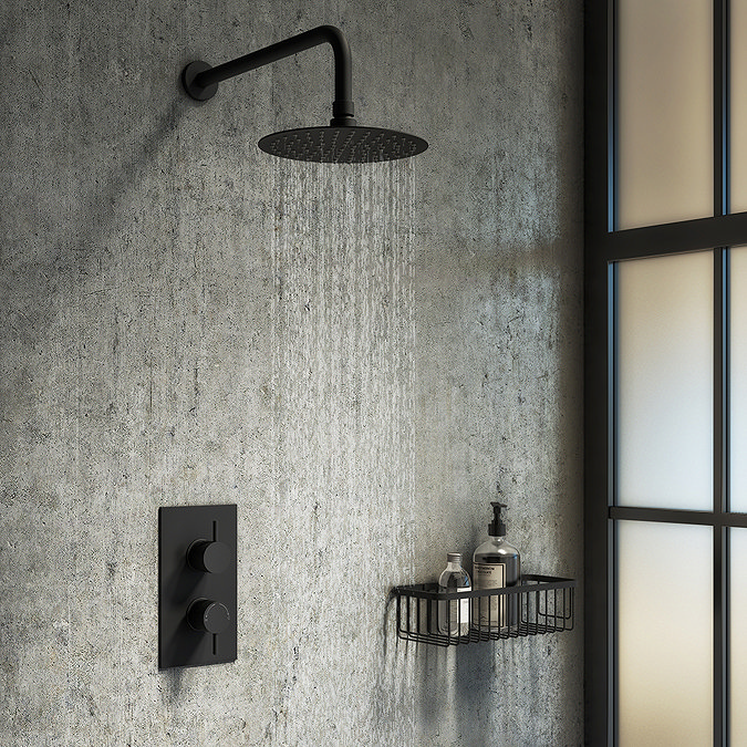 Arezzo Matt Black 300mm Wire Shower Basket  Feature Large Image