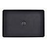 Arezzo Matt Black 340 x 520mm Rectangular Stainless Steel Counter Top Basin + Waste