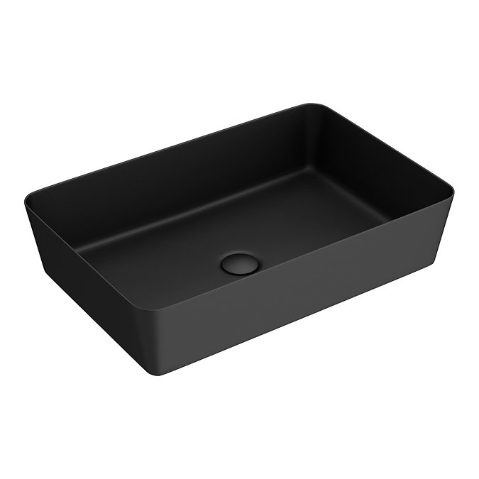 Arezzo Matt Black 340 x 520mm Rectangular Stainless Steel Counter Top Basin + Waste