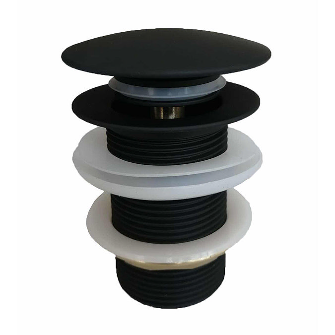 Arezzo Matt Black 360mm Round Stainless Steel Counter Top Basin + Waste Feature Large Image