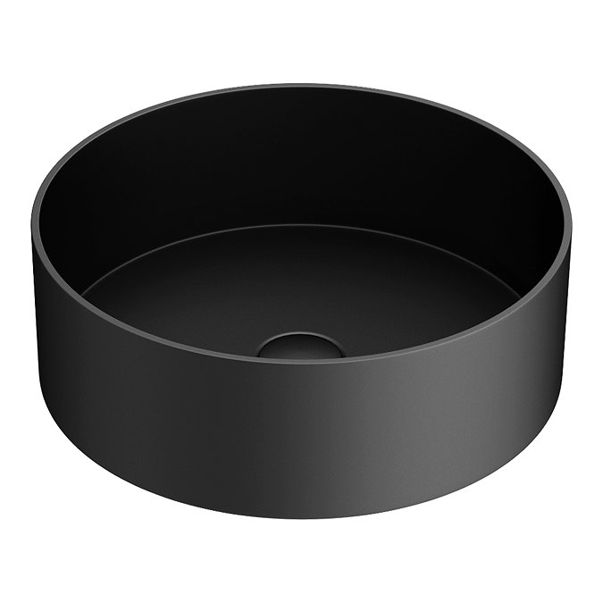 Arezzo Matt Black 360mm Round Stainless Steel Counter Top Basin + Waste