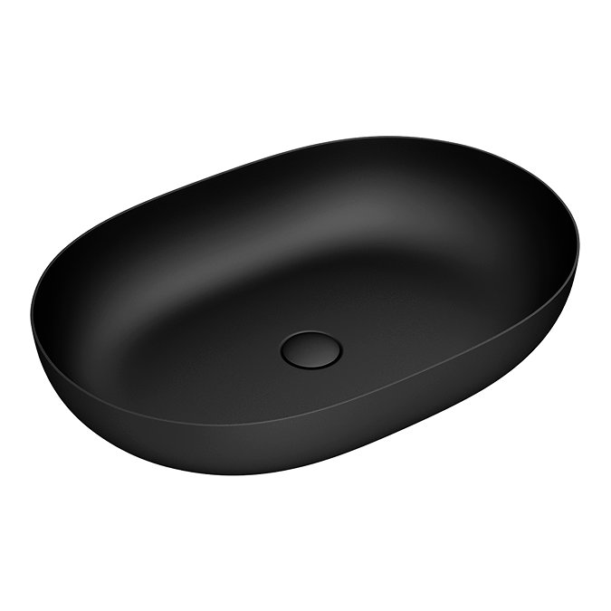 Arezzo Matt Black 380 x 560mm Oval Stainless Steel Counter Top Basin + Waste