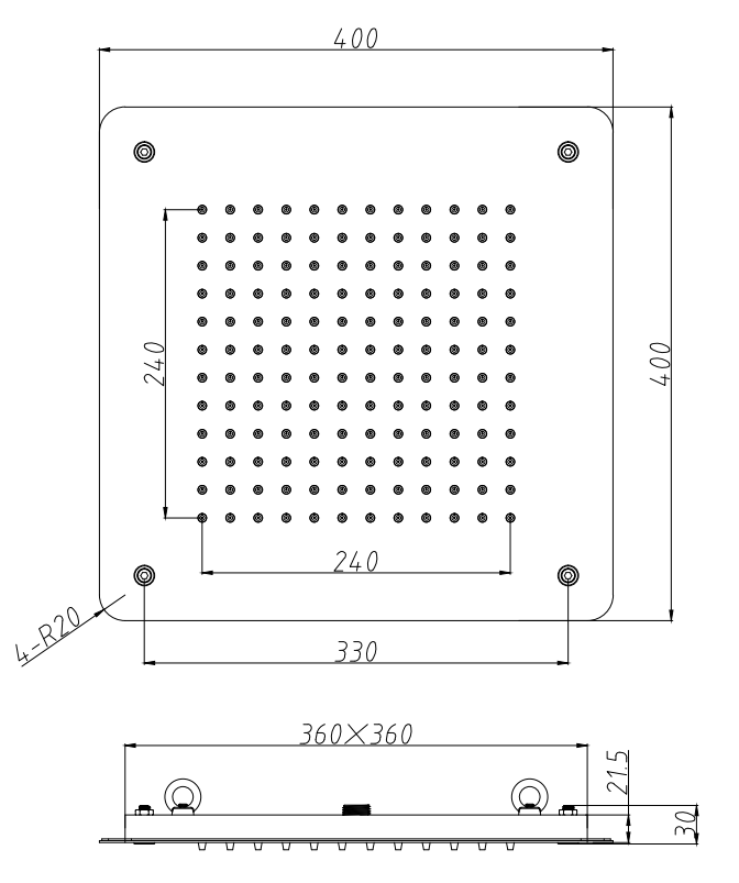 Arezzo Matt Black 400 x 400 Fixed Recessed Ceiling Mounted Square Shower Head