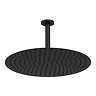 Arezzo Matt Black 400mm Thin Round Shower Head + 150mm Ceiling Mounted Arm