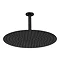 Arezzo Matt Black 400mm Thin Round Shower Head + 150mm Ceiling Mounted Arm Large Image