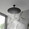 Arezzo Matt Black 400mm Thin Round Shower Head + 150mm Ceiling Mounted Arm