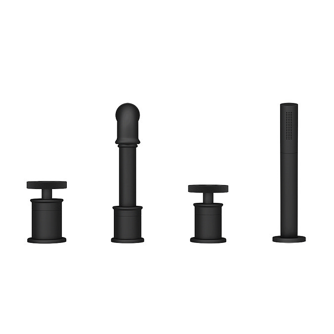 Arezzo Matt Black 4TH Industrial Style Deck Mounted Bath Shower Mixer Inc. Pull Out Handset Profile