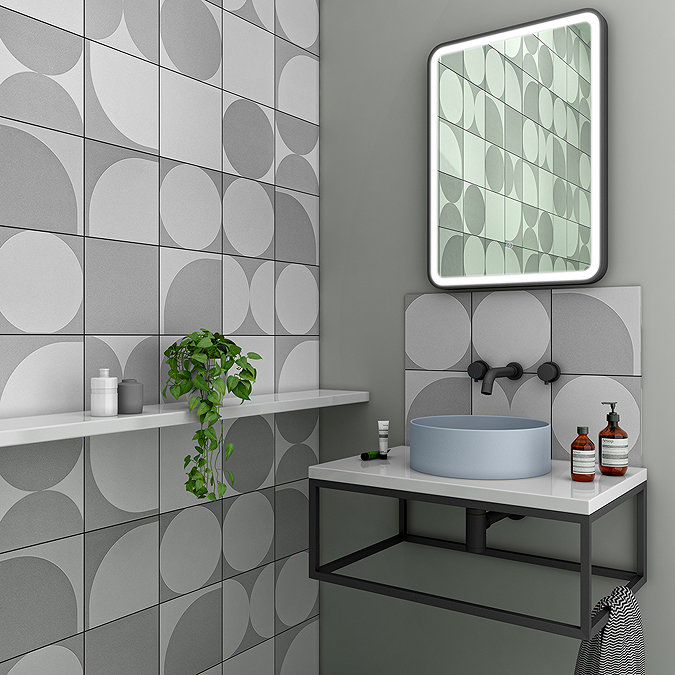 Arezzo Matt Black 500 x 700 LED Illuminated Border Mirror with Touch Sensor + Anti-Fog