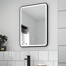 Arezzo Matt Black 500 x 700 LED Illuminated Border Mirror incl. Touch Sensor + Anti-Fog Medium Image