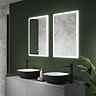 Arezzo Matt Black 500 x 700mm Recessed LED Illuminated Bathroom Mirror Cabinet with Shaver Socket & 