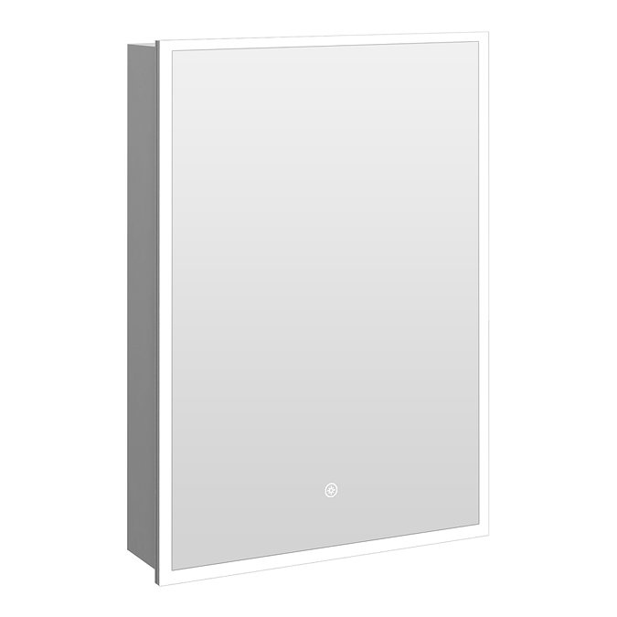 Arezzo 500 x 700mm Recessed LED Illuminated Bathroom Mirror Cabinet with Touch Sensor, Shaver Socket & Anti-Fog