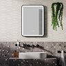 Arezzo Matt Black 500 x 700mm Rectangular LED Illuminated Anti-Fog Bathroom Mirror with Time Display