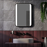 Arezzo Matt Black 500 x 700mm Rectangular LED Illuminated Bathroom Mirror