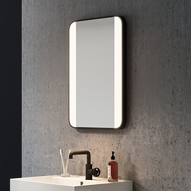Arezzo Matt Black 500 x 700mm Rectangular LED Illuminated Bathroom Mirror