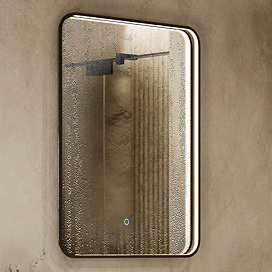 Arezzo Matt Black 500 x 700mm Rectangular LED Illuminated Bathroom Mirror with Touch Sensor & Anti-Fog