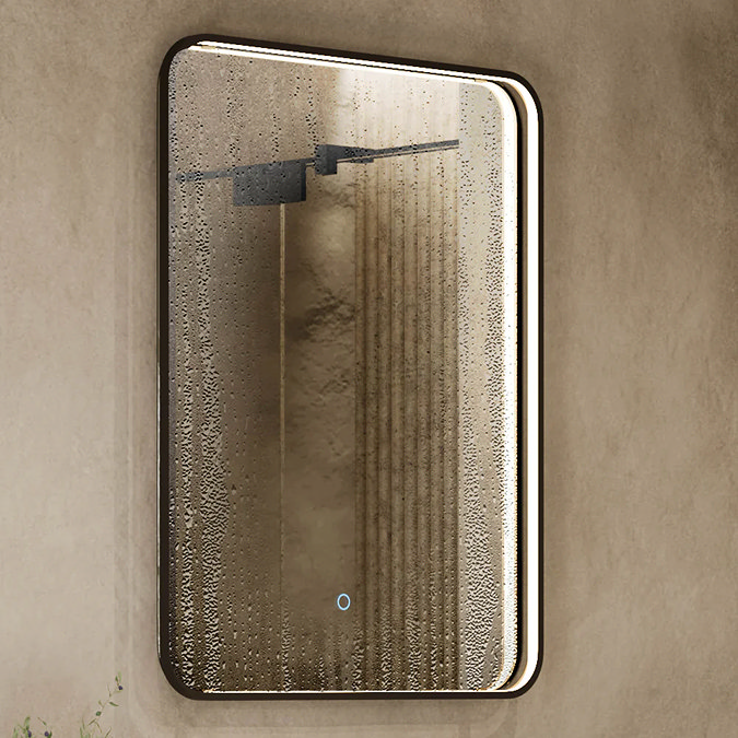 Arezzo Matt Black 500 x 700mm Rectangular LED Illuminated Bathroom Mirror with Touch Sensor & Anti-Fog