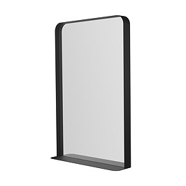 Arezzo Matt Black 500 x 750mm Mirror with Shelf Large Image