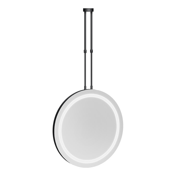 Arezzo Matt Black 600mm Double-Sided LED Illuminated Hanging Mirror with Infrared Sensor & Anti-Fog