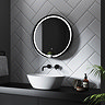 Arezzo Matt Black 600mm Round Colour Changing LED Illuminated Bathroom Mirror with Anti-Fog  Profile